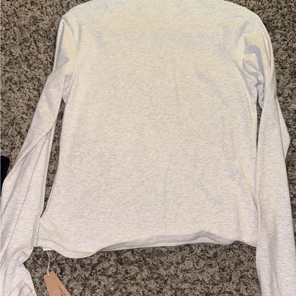 SKIMS Light Gray Long Sleeve Tee cotton jersey mock neck .